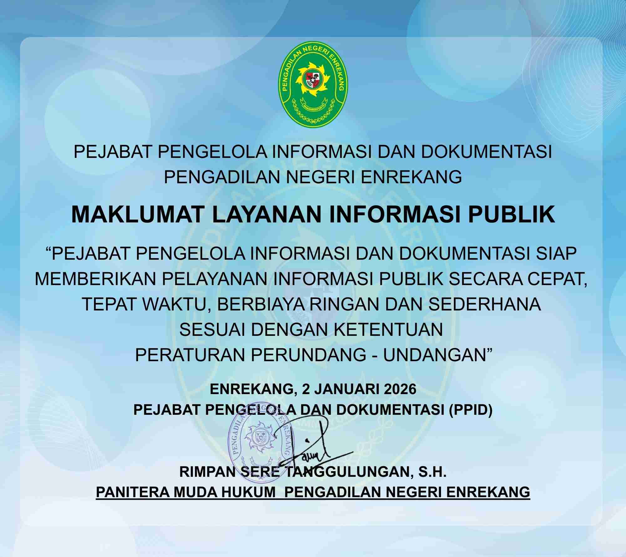 MAKLUMAT LAYANAN INFORMASI PUBLIK